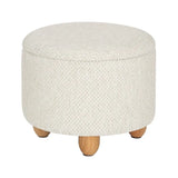 Ronde BukkitBow opbergpoef met zitkist en voetenbank, 39x39x33 cm, multifunctioneel met opbergruimte en houten deskel