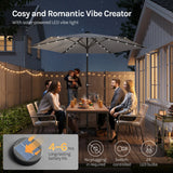 BukkitBow - Ronde Parasol 300cm met Solar LED-Verlichting en Beschermhoes