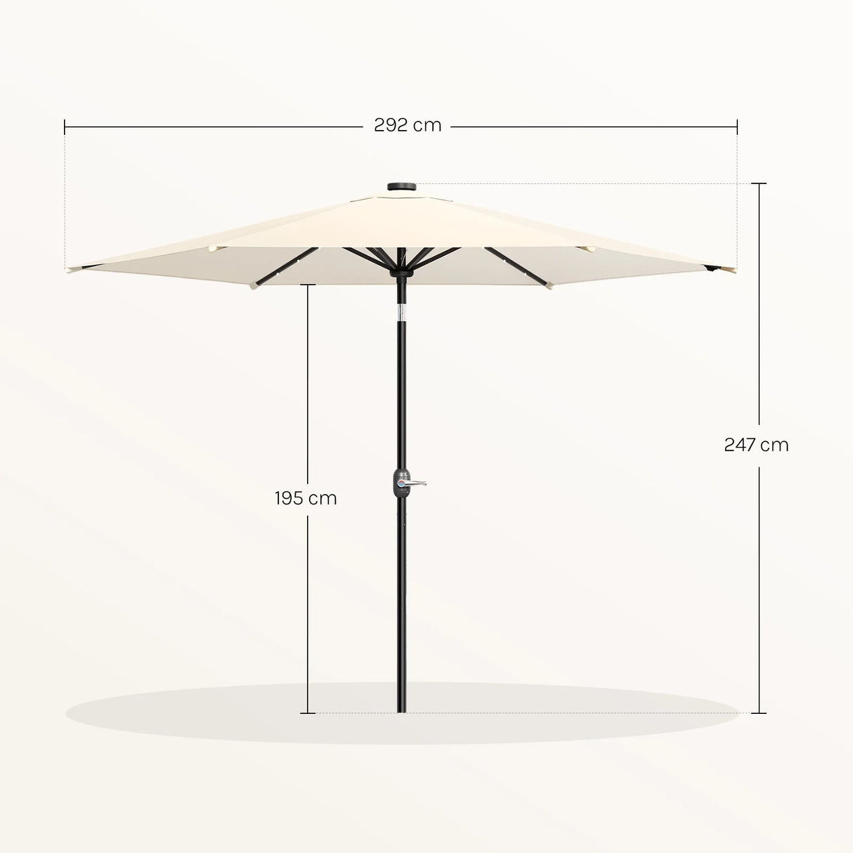 BukkitBow - Ronde Parasol 300cm met Solar LED-Verlichting en Beschermhoes