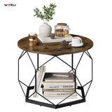 Ronde salontafel van BukkitBow met hout en metaal, industrieel design en verborgen opbergruimte voor moderne woonruimtes
