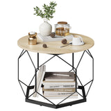 Ronde BukkitBow salontafel van hout en metaal met verborgen opbergruimte en industrieel design, ideaal als bijzettafel.