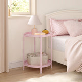 Ronde salontafel van metaal van BukkitBow met twee afneembare dienbladen, modern bijzettafel voor woonkamer decor.