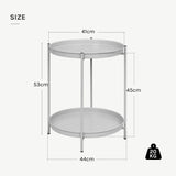 Ronde metaal salontafel van BukkitBow met twee afneembare dienbladen, stijlvolle bijzettafel voor woonkamer.