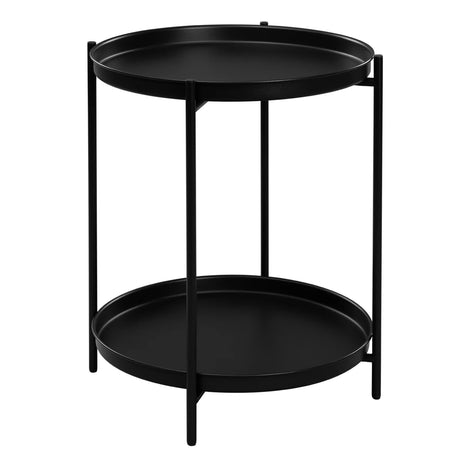 Ronde salontafel van BukkitBow met metalen frame en twee afneembare dienbladen, modern bijzettafel voor woonkamer decoratie