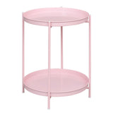 Ronde salontafel van BukkitBow van metaal met twee afneembare dienbladen, modern bijzettafel voor woonkamer of salon.