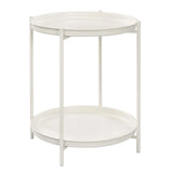 Ronde salontafel van BukkitBow met metalen frame en twee afneembare dienbladen, stijlvolle bijzettafel voor woonkamer