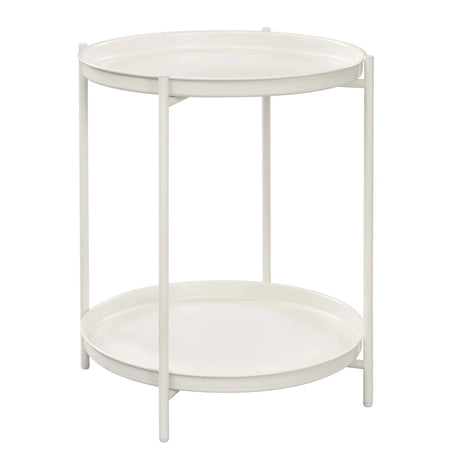 Ronde salontafel van BukkitBow met metalen frame en twee afneembare dienbladen, stijlvolle bijzettafel voor woonkamer