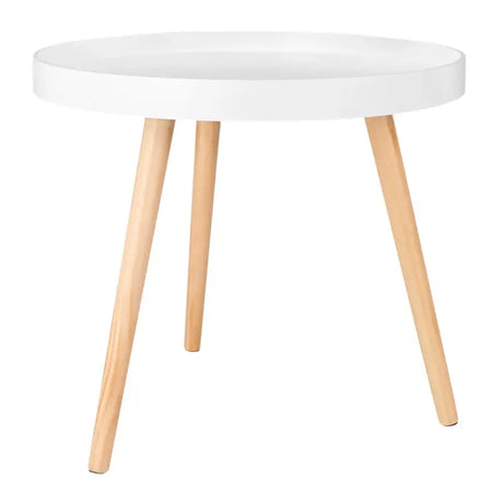 Ronde BukkitBow salontafel met stabiele driehoekstructuur, verhoogde rand en 50 cm doorsnede, bijzettafel in modern design
