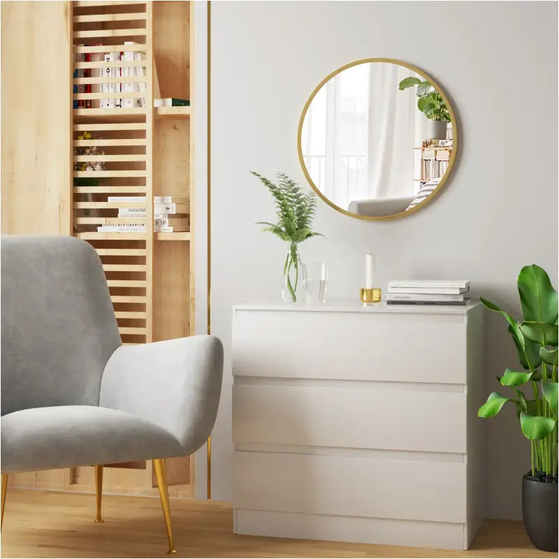 BukkitBow ronde spiegel van MDF, met metaal en glas, in 40x40cm, 50x50cm of 60x60cm, elegante muurdecoratie met heldere weergave