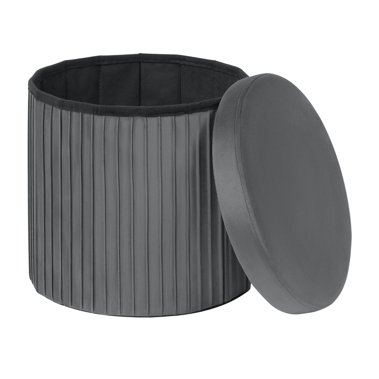 Velvet ronde opbergpoef van BukkitBow met opbergruimte, modern design en opvouwbaar voor handige opslag en stijl.
