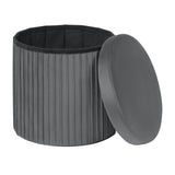 Velvet ronde opbergpoef van BukkitBow met opbergruimte, modern design en opvouwbaar voor handige opslag en stijl.