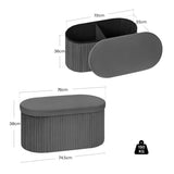 Ronde velvet opbergpoef van BukkitBow met opbergruimte, modern design en opvouwbaar voor eenvoudige opslag.