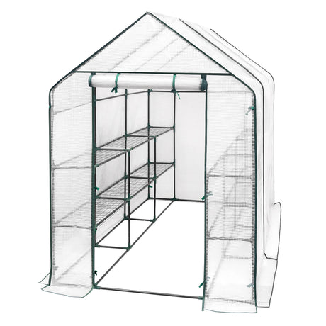 Ruime BukkitBow tuinkas met UV-bestendige folie, rits en stalen frame voor bescherming en gemakkelijke toegang.
