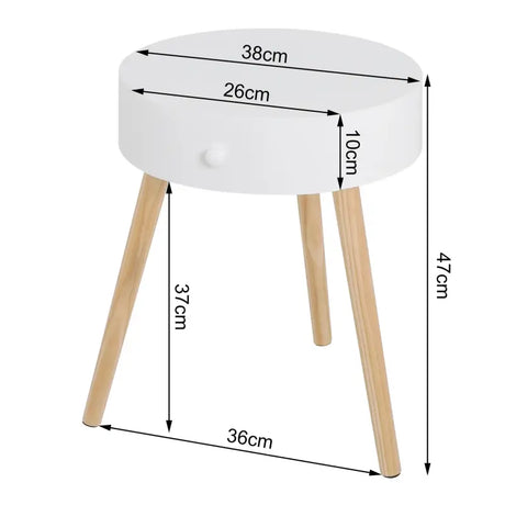 Scandinavisch nachtkastje van BukkitBow, MDF en grenen, waterbestendig met anti-slip voeten, 38x38x47cm