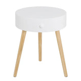 Scandinavisch nachtkastje BukkitBow van MDF en grenen met waterbestendige afwerking en anti-slip voeten, 38x38x47cm