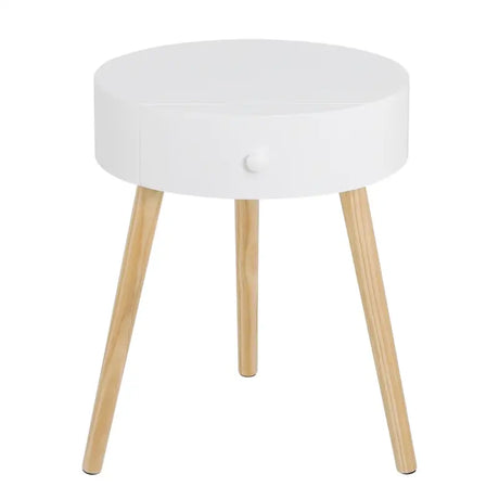 Scandinavisch nachtkastje BukkitBow van MDF en grenen met waterbestendige afwerking en anti-slip voeten, 38x38x47cm