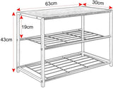BukkitBow schoenenrek met plank, stevig en stabiel, geschikt als decoratietafel, afmeting 63x30x43cm, multifunctioneel design