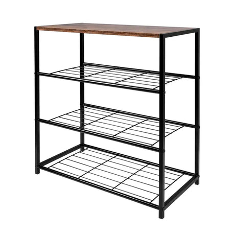 BukkitBow schoenenrek met plank, stevig en stabiel, multifunctioneel, geschikt als decoratie tafel, afmetingen 63x30x63cm.