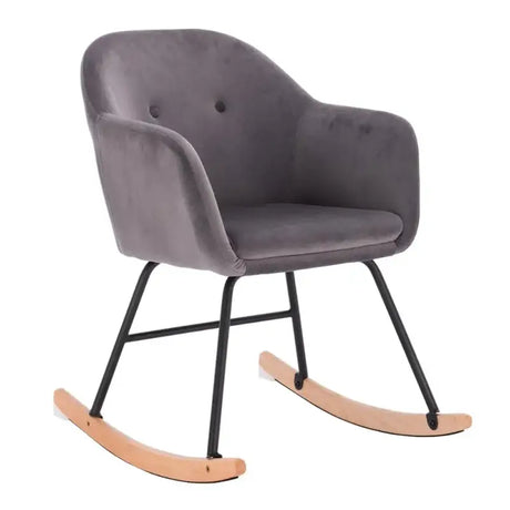 BukkitBow schommelstoel met linnen of fluwelen zitting, comfortabele fauteuil met afmetingen 80cm hoog en zitvlak 40x40cm.