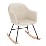 BukkitBow schommelstoel met linnen of fluwelen zitting, comfortabele fauteuil met afmetingen 80cm hoog en 40x40cm zitvlak.