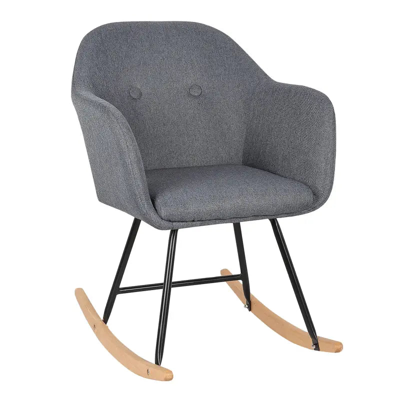 BukkitBow schommelstoel met linnen of fluwelen zitting, comfortabele fauteuil met afmetingen 80cm hoog, 48cm zithoogte en 40x40cm zitvlak.