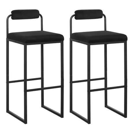 BukkitBow barkrukken set met fluwelen zitting, stalen frame, ergonomisch ontwerp en voetensteun, zithoogte 75 cm, 120 kg draagkracht