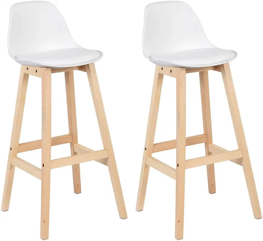 BukkitBow barkrukken set met massief houten en kunststof zitting met kunstleer, zithoogte 75 cm, moderne stoelen voor in de keuken