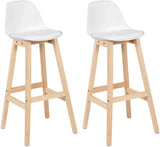 BukkitBow barkrukken set met massief houten en kunststof zitting met kunstleer, zithoogte 75 cm, moderne stoelen voor in de keuken