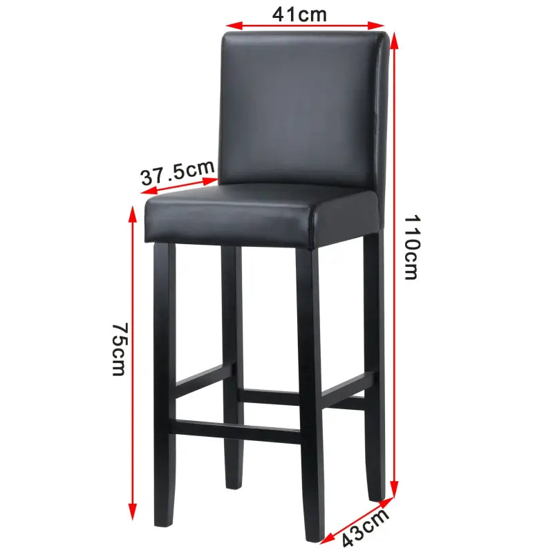 BukkitBow barkrukken set met kunstleer, schuimvulling, houten poten en rugleuning, max 120 kg draagvermogen, ergonomisch design