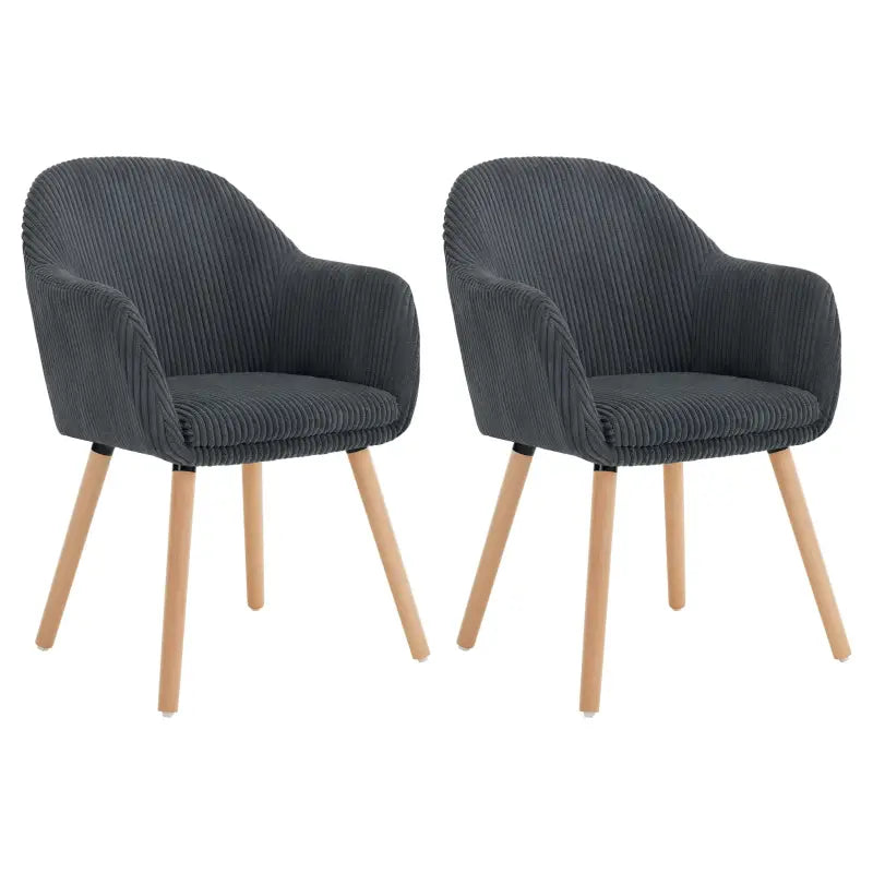 BukkitBow set eetkamerstoelen met comfortabele corduroy bekleding en verstelbare zithoogte van 49 cm, robuust en stabiel ontwerp.