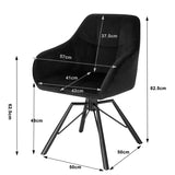 BukkitBow set van luxe, dik gevoerde leren of fluwelen eetkamerstoelen met draaibaar ontwerp en zithoogte van 48 cm.