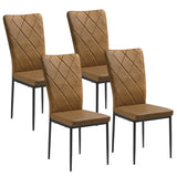 BukkitBow set leren en fluwelen eetkamerstoelen met metalen frame en zithoogte van 46 cm, geschikt voor diverse interieurstijlen.