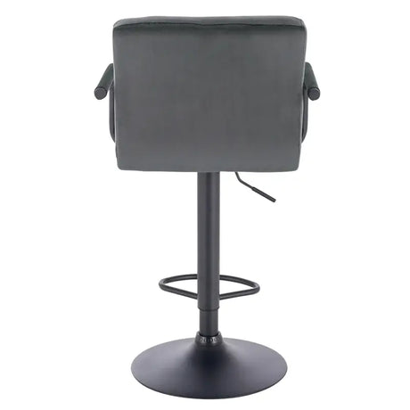 Industriele barkruk van BukkitBow met metalen basis, voetensteun, ergonomisch ontwerp en armleuningen, zithoogte 62-84 cm.