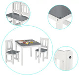 BukkitBow kindertafel met twee stoelen, compact ontwerp, veilig gebruik, afmetingen 60x50x48cm, geschikt voor kinderen.