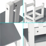 BukkitBow kindertafel met stoelen, compact en veilig ontwerp, afmetingen 60x50x48cm, geschikt voor kinderen.