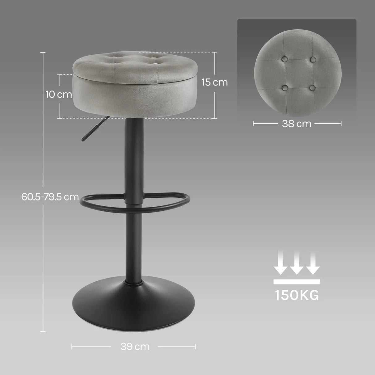 Set van 2 BukkitBow barkrukken met kunstleer of fluweel, in hoogte verstelbaar, moderne stoelen voor in de keuken of bar