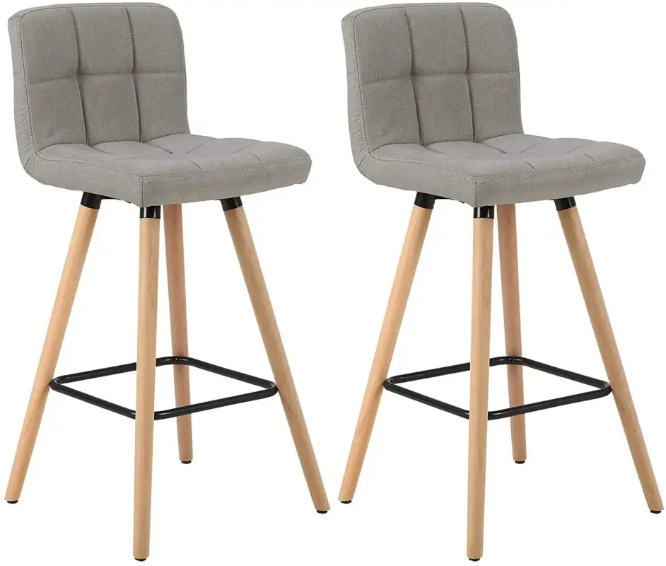 BukkitBow set van 2 barkrukken met massief houten poten, linnen zitting en vloerbescherming, ergonomisch ontwerp voor comfort