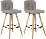 BukkitBow set van 2 barkrukken met massief houten poten, linnen zitting en vloerbescherming, ergonomisch ontwerp voor comfort