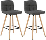 BukkitBow set van 2 barkrukken met massieve houten poten, linnen zitting en vloerbescherming, ergonomisch ontwerp voor comfortabele zit.