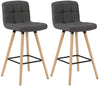 BukkitBow set van 2 barkrukken met massieve houten poten, linnen zitting en vloerbescherming, ergonomisch ontwerp voor comfortabele zit.