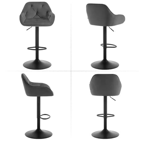 Set van 2 velvet barkrukken van BukkitBow met metalen frame en voetensteun, zithoogte 62,5-84cm.