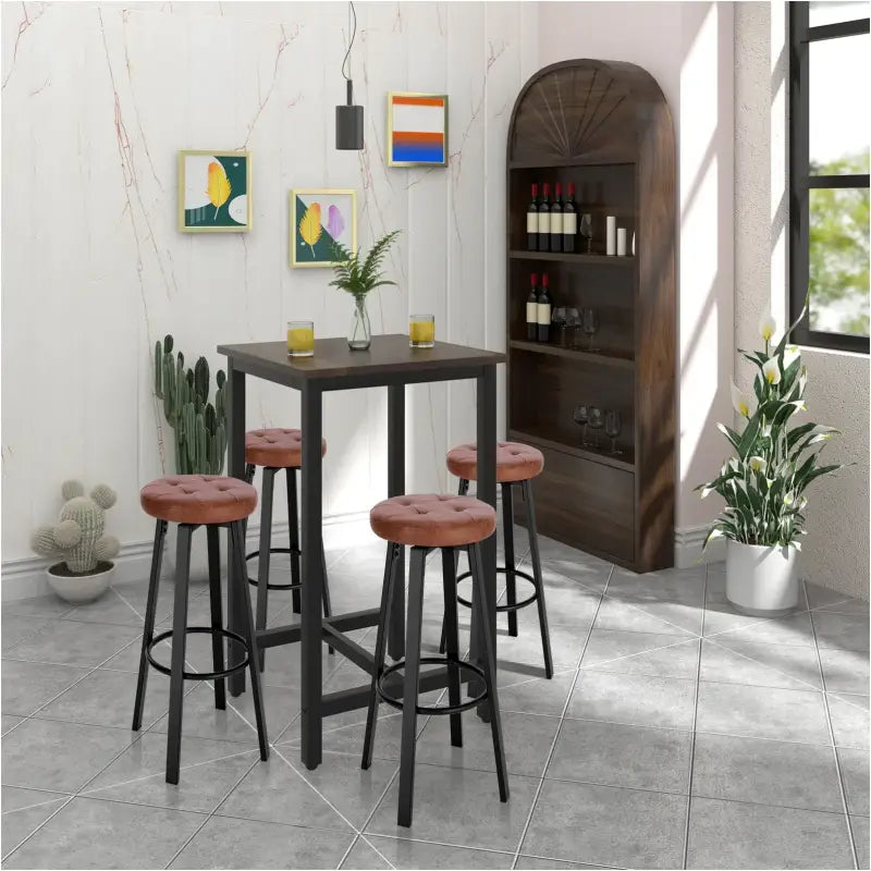 Set van 2 BukkitBow barkrukken met vintage kunstleer, metalen frame, 360° draaibare zitting, diameter 35,5 cm, hoogte 76,5 cm