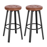 Set van 2 BukkitBow barkrukken met vintage kunstleer, metalen frame en 360° draaibare zitting, diameter 35,5 cm, hoogte 76,5 cm.