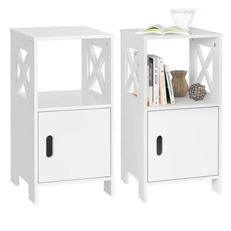 Set van 2 BukkitBow nachtkastjes, compacte MDF nachtkastjes met ruime opbergruimte, 30x60x30cm in modern design