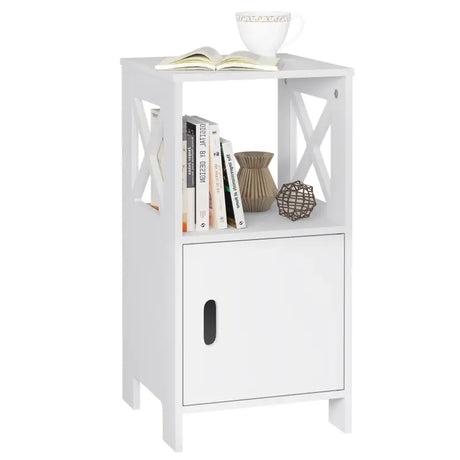 Set van 2 BukkitBow nachtkastjes van MDF, compact ontwerp, ruime opbergruimte, afmetingen 30x60x30cm, modern en hoogwaardig.