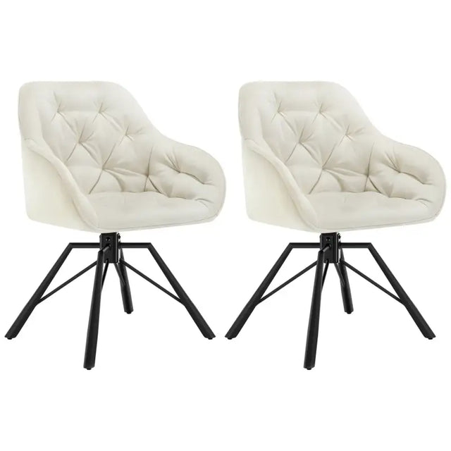 Set van 2 draaibare eetkamerstoelen van BukkitBow, kunstleer en fluweel met metalen poot, ergonomisch en tot 150 kg draagkracht.