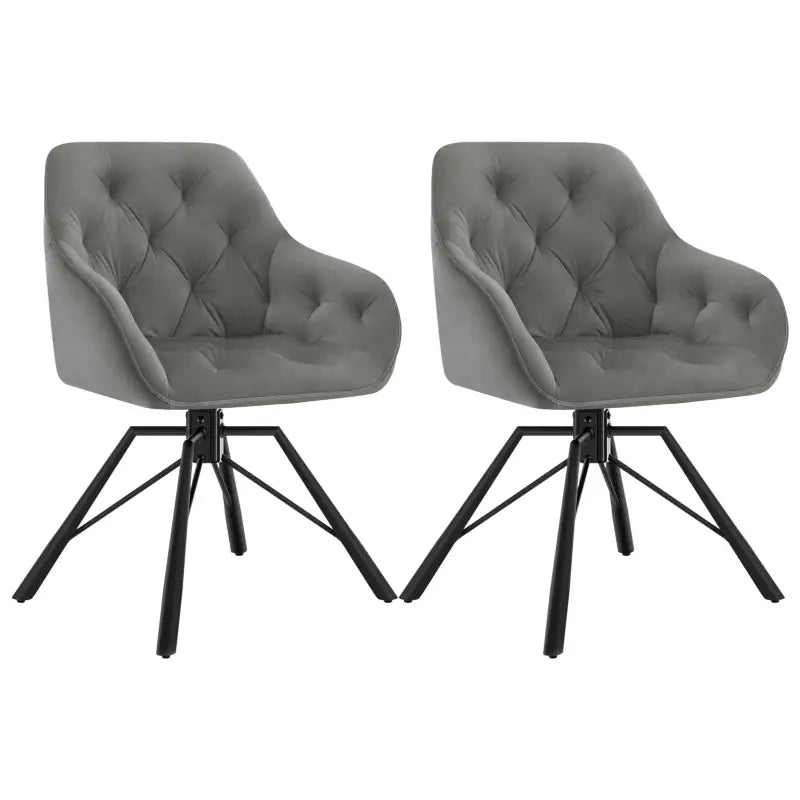 Set van 2 draaibare eettafelstoelen van BukkitBow, kunstleer en fluweel met metalen onderstel, ergonomisch en tot 150 kg draagkracht