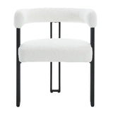 Set van 2 BukkitBow eetkamerstoelen met chenille stof, metalen poten en ergonomisch, comfortabel ontwerp.