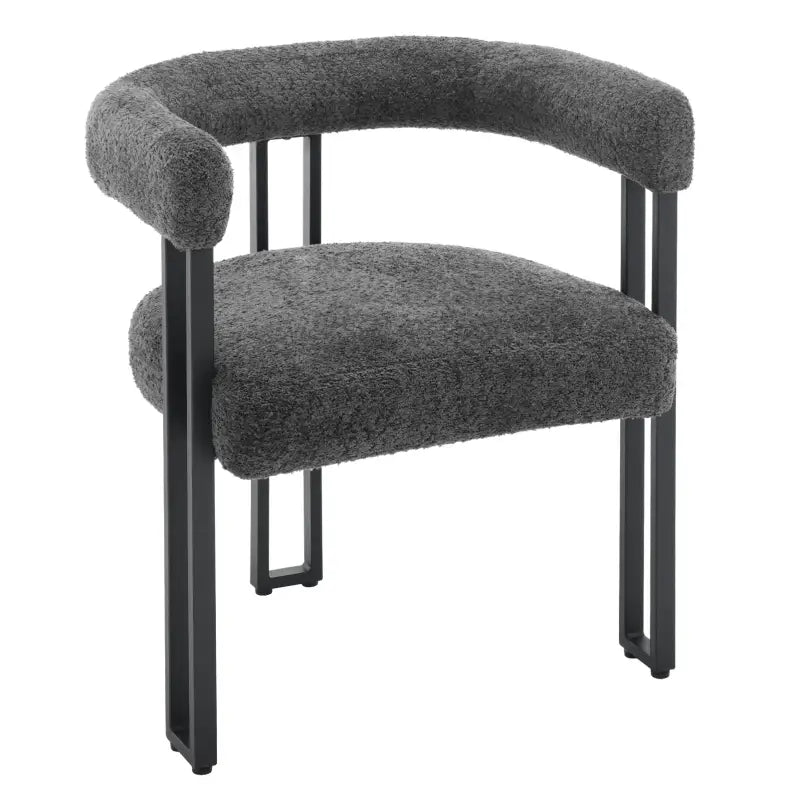 Set van 2 BukkitBow eetkamerstoelen met chenille stof, metalen poten en ergonomisch ontwerp voor comfortabel zitplezier.