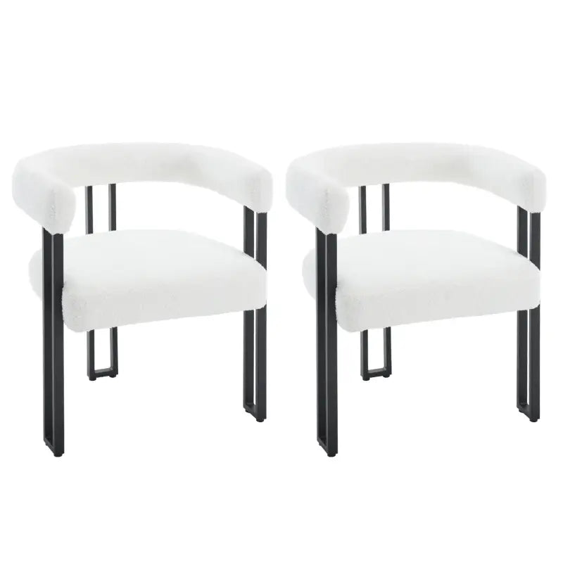 Set van 2 BukkitBow eetkamerstoelen met chenille stof, metalen poten en ergonomisch comfort, perfect voor de eetkamer.